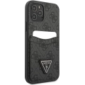 Apple iPhone 12 Kılıf GUESS Çift Kart Bölmeli Kapak - Kahverengi
