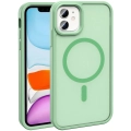 Apple iPhone 12 (6.1) Kılıf Magsafe Şarj Özellikli Renkli Mat Arka Yüzey Sio Kapak - Açık Yeşil