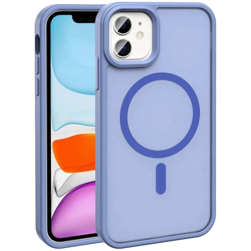 Apple iPhone 12 (6.1) Kılıf Magsafe Şarj Özellikli Renkli Mat Arka Yüzey Sio Kapak - Lila
