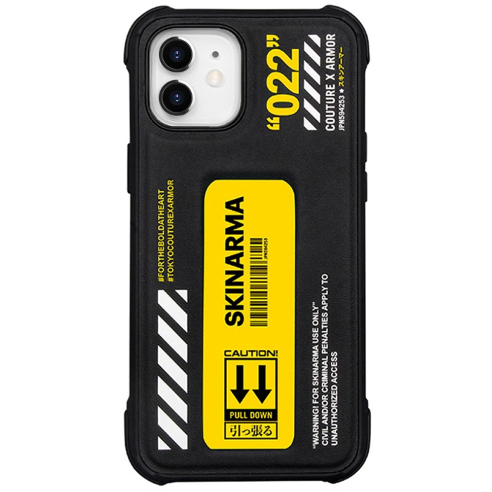 Apple iPhone 12 Kılıf SkinArma Standlı Deri Görünümlü Shingoki Kapak - Sarı