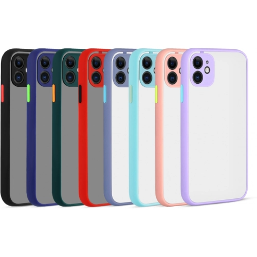 Apple iPhone 12 Mini (5.4) Kılıf Kamera Korumalı Arkası Şeffaf Mat Silikon Kapak - Koyu Yeşil