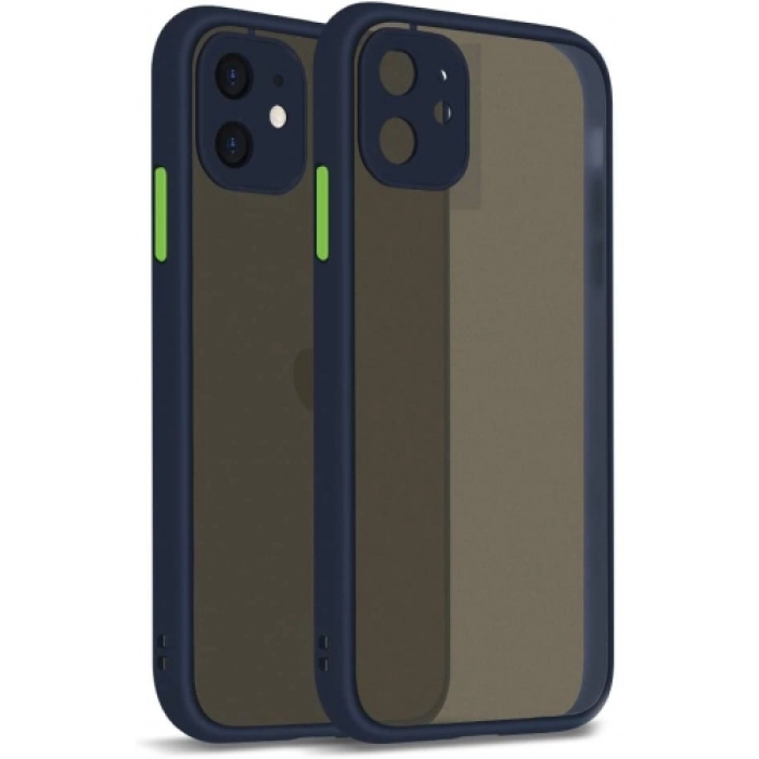 Apple iPhone 12 Mini (5.4) Kılıf Kamera Korumalı Arkası Şeffaf Mat Silikon Kapak - Lacivert