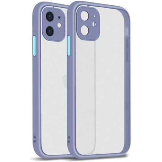 Apple iPhone 12 Mini (5.4) Kılıf Kamera Korumalı Arkası Şeffaf Mat Silikon Kapak - Mor