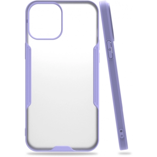 Apple iPhone 12 Mini (5.4) Kılıf Renkli Silikon Kamera Lens Korumalı Şeffaf Parfe Kapak - Lila