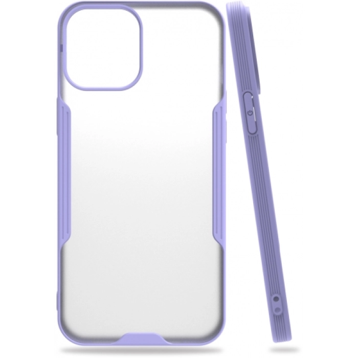Apple iPhone 12 Mini (5.4) Kılıf Renkli Silikon Kamera Lens Korumalı Şeffaf Parfe Kapak - Lila