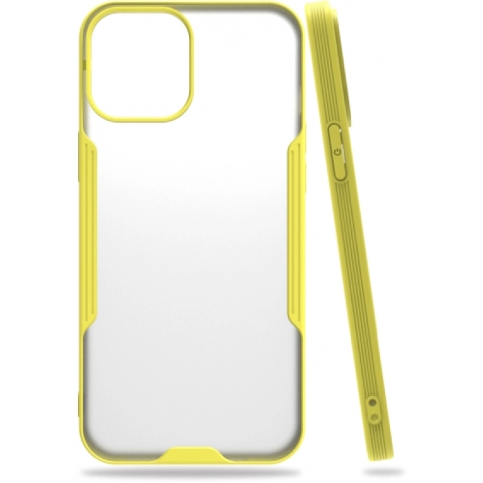 Apple iPhone 12 Mini (5.4) Kılıf Renkli Silikon Kamera Lens Korumalı Şeffaf Parfe Kapak - Sarı