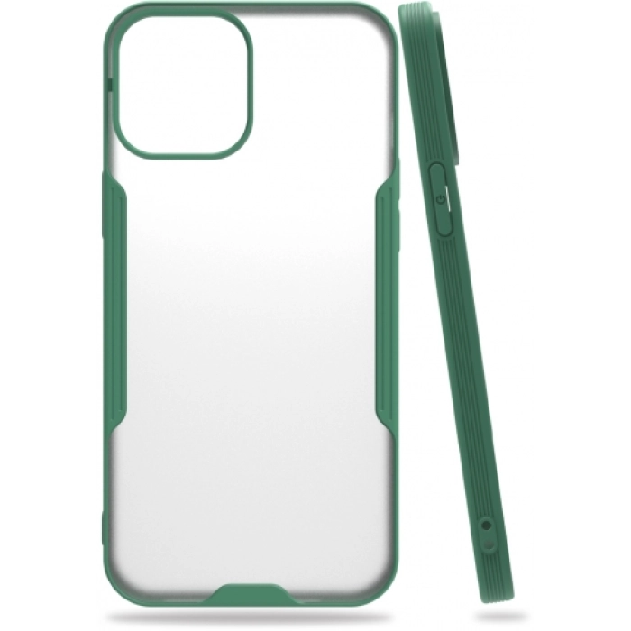Apple iPhone 12 Mini (5.4) Kılıf Renkli Silikon Kamera Lens Korumalı Şeffaf Parfe Kapak - Yeşil
