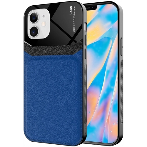 Apple iPhone 12 Mini (5.4) Kılıf Deri Görünümlü Emiks Kapak - Mavi