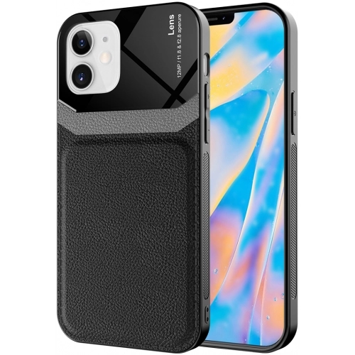 Apple iPhone 12 Mini (5.4) Kılıf Deri Görünümlü Emiks Kapak - Siyah