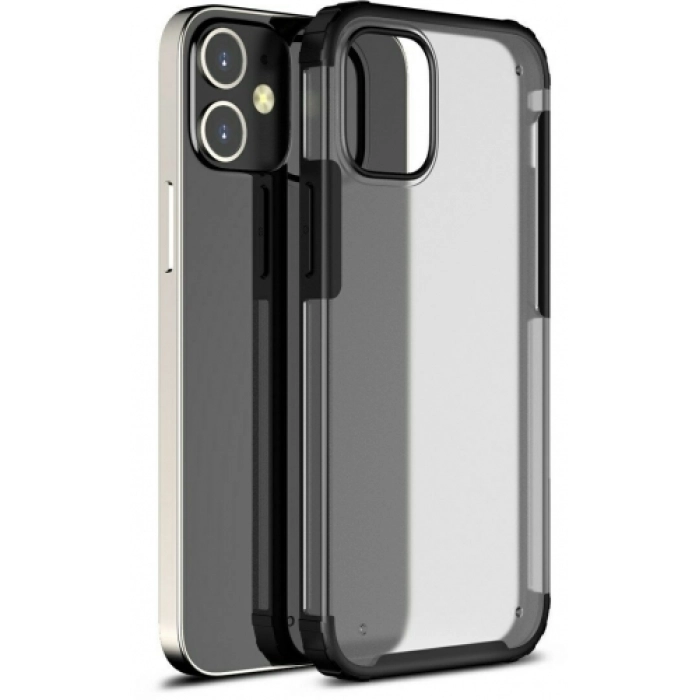 Apple iPhone 12 Mini (5.4) Kılıf Volks Serisi Kenarları Silikon Arkası Şeffaf Sert Kapak - Siyah