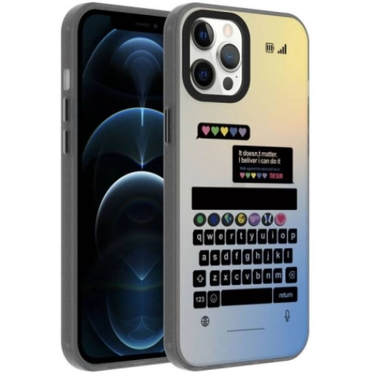 Apple iPhone 12 Pro (6.1) Kılıf Desenli Zore Dragon Sert Kapak - Klavye