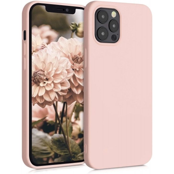 Apple iPhone 12 Pro (6.1) Kılıf İnce Soft Mat Renkli Esnek Silikon Kapak - Rose Gold