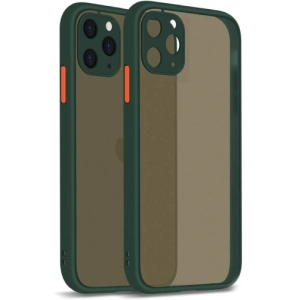 Apple iPhone 12 Pro (6.1) Kılıf Kamera Korumalı Arkası Şeffaf Mat Silikon Kapak - Koyu Yeşil