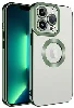 Apple iPhone 12 Pro (6.1) Kılıf Kamera Korumalı Silikon Logo Açık Omega Kapak - Yeşil
