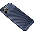 Apple iPhone 12 Pro (6.1) Kılıf Silikon Parmak İzi Bırakmayan Karbon Soft Negro Kapak - Lacivert