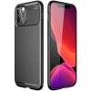 Apple iPhone 12 Pro (6.1) Kılıf Silikon Parmak İzi Bırakmayan Karbon Soft Negro Kapak - Siyah