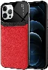 Apple iPhone 12 Pro (6.1) Kılıf Deri Görünümlü Emiks Kapak - Kırmızı