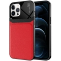 Apple iPhone 12 Pro (6.1) Kılıf Deri Görünümlü Emiks Kapak - Kırmızı
