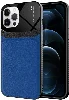 Apple iPhone 12 Pro (6.1) Kılıf Deri Görünümlü Emiks Kapak - Mavi