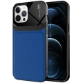 Apple iPhone 12 Pro (6.1) Kılıf Deri Görünümlü Emiks Kapak - Mavi