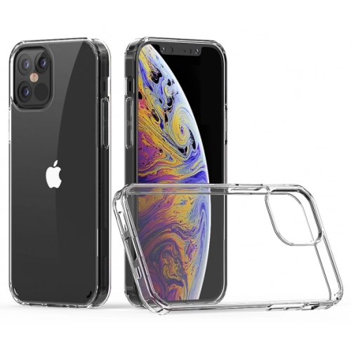 Apple iPhone 12 Pro (6.1) Kılıf Korumalı Kenarları Silikon Arkası Sert Coss Kapak  - Şeffaf