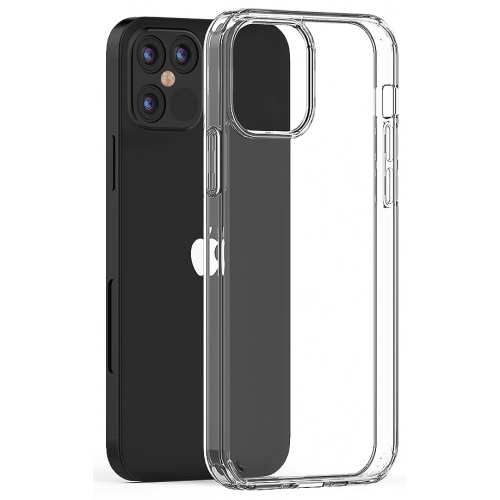 Apple iPhone 12 Pro (6.1) Kılıf Korumalı Kenarları Silikon Arkası Sert Coss Kapak - Şeffaf