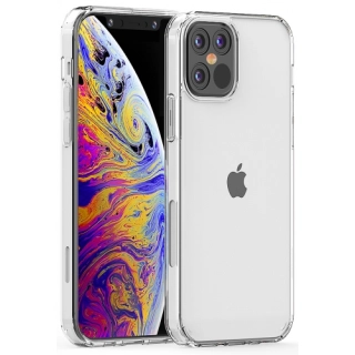 Apple iPhone 12 Pro (6.1) Kılıf Korumalı Kenarları Silikon Arkası Sert Coss Kapak  - Şeffaf