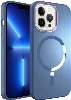 Apple iPhone 12 Pro (6.1) Kılıf Magsafe Wireless Şarj Özellikli Stil Kapak - Sierra Mavi
