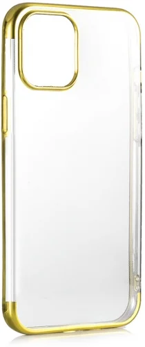 Apple iPhone 12 Pro (6.1) Kılıf Renkli Köşeli Lazer Şeffaf Esnek Silikon - Gold
