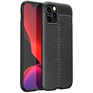 Apple iPhone 12 Pro (6.1) Kılıf Deri Görünümlü Lüks Parmak İzi Bırakmaz Niss Silikon Kapak - Siyah