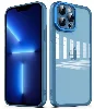 Apple iPhone 12 Pro (6.1) Kılıf Şeffaf Esnek Silikon Kenarları Buzlu Kamera Korumalı Post Kapak - Mavi