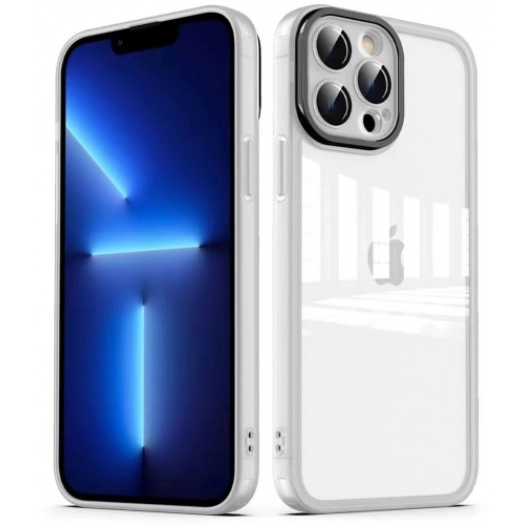 Apple iPhone 12 Pro (6.1) Kılıf Şeffaf Esnek Silikon Kenarları Buzlu Kamera Korumalı Post Kapak - Şeffaf