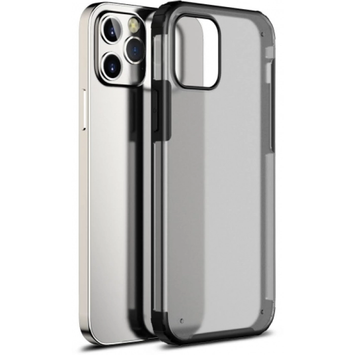 Apple iPhone 12 Pro (6.1) Kılıf Volks Serisi Kenarları Silikon Arkası Şeffaf Sert Kapak - Siyah