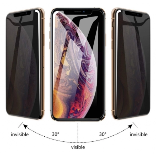 Apple iPhone 12 Pro (6.1) Kırılmaz Cam Karartmalı Hayalet Toz Önleyicili Privacy Ekran Koruyucu