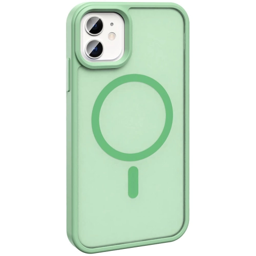 Apple iPhone 12 Pro (6.1) Kılıf Magsafe Şarj Özellikli Renkli Mat Arka Yüzey Sio Kapak - Açık Yeşil