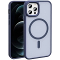 Apple iPhone 12 Pro (6.1) Kılıf Magsafe Şarj Özellikli Renkli Mat Arka Yüzey Sio Kapak - Lacivert