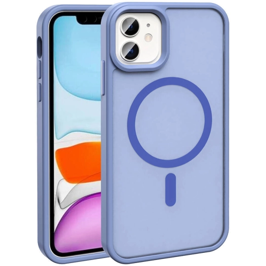 Apple iPhone 12 Pro (6.1) Kılıf Magsafe Şarj Özellikli Renkli Mat Arka Yüzey Sio Kapak - Lila