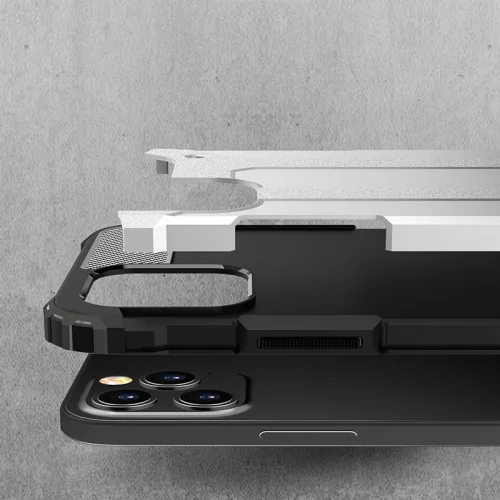 Apple iPhone 12 Pro Max (6.7) Kılıf Zırhlı Tank Crash Silikon Kapak - Gümüş