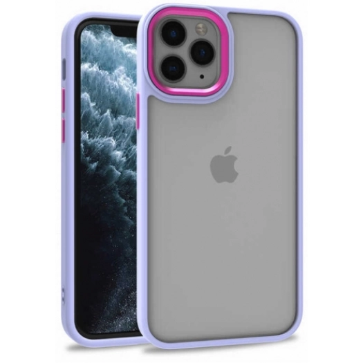 Apple iPhone 12 Pro Max (6.7) Kılıf Electro Silikon Renkli Flora Kapak - Lila