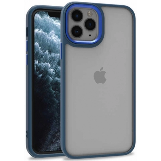 Apple iPhone 12 Pro Max (6.7) Kılıf Electro Silikon Renkli Flora Kapak - Mavi