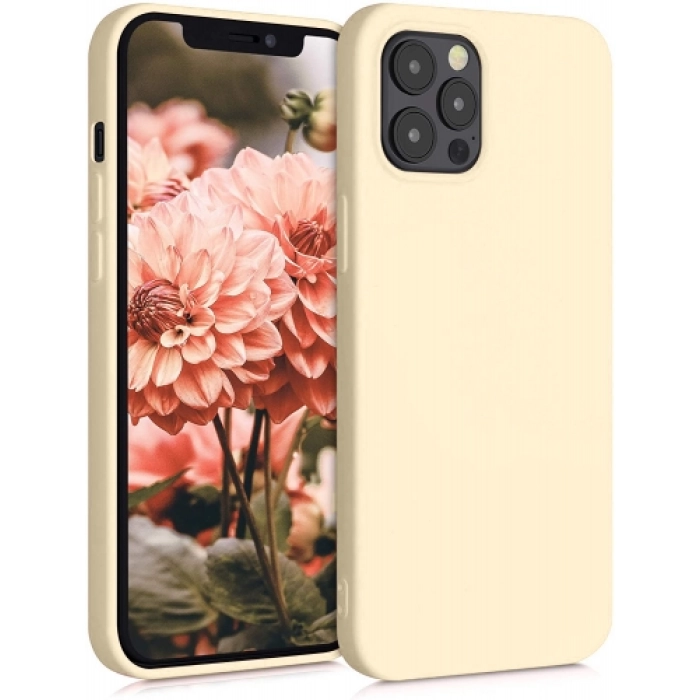Apple iPhone 12 Pro Max (6.7) Kılıf İnce Soft Mat Renkli Esnek Silikon Kapak - Gold
