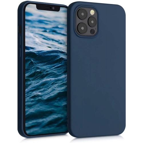 Apple iPhone 12 Pro Max (6.7) Kılıf İnce Soft Mat Renkli Esnek Silikon Kapak - Lacivert