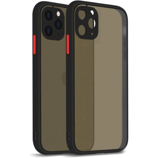 Apple iPhone 12 Pro Max (6.7) Kılıf Kamera Korumalı Arkası Şeffaf Mat Silikon Kapak - Siyah