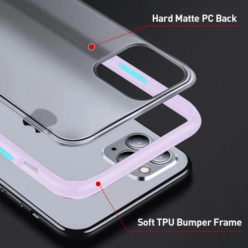 Apple iPhone 12 Pro Max (6.7) Kılıf Kamera Korumalı Arkası Şeffaf Mat Silikon Kapak - Turkuaz