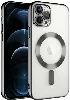 Apple iPhone 12 Pro Max (6.7) Kılıf Kamera Korumalı Şeffaf Magsafe Wireless Şarj Özellikli Demre Kapak - Siyah