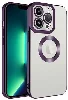 Apple iPhone 12 Pro Max (6.7) Kılıf Kamera Korumalı Silikon Logo Açık Omega Kapak - Koyu Mor