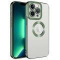 Apple iPhone 12 Pro Max (6.7) Kılıf Kamera Lens Korumalı Şeffaf Renkli Logo Gösteren Parlak Kapak - Yeşil