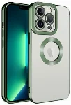 Apple iPhone 12 Pro Max (6.7) Kılıf Kamera Korumalı Silikon Logo Açık Omega Kapak - Yeşil