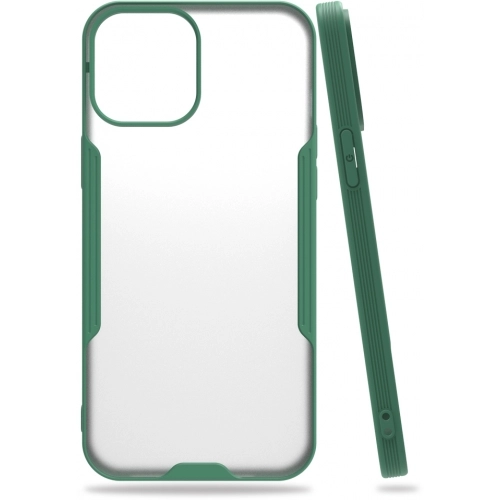 Apple iPhone 12 Pro Max (6.7) Kılıf Renkli Silikon Kamera Lens Korumalı Şeffaf Parfe Kapak - Yeşil