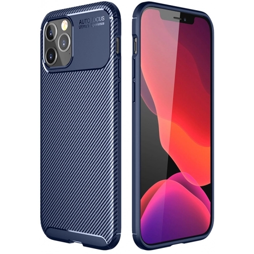 Apple iPhone 12 Pro Max (6.7) Kılıf Silikon Parmak İzi Bırakmayan Karbon Soft Negro Kapak - Lacivert